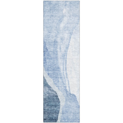 Premium Machine Washable Prisco Blue Rug