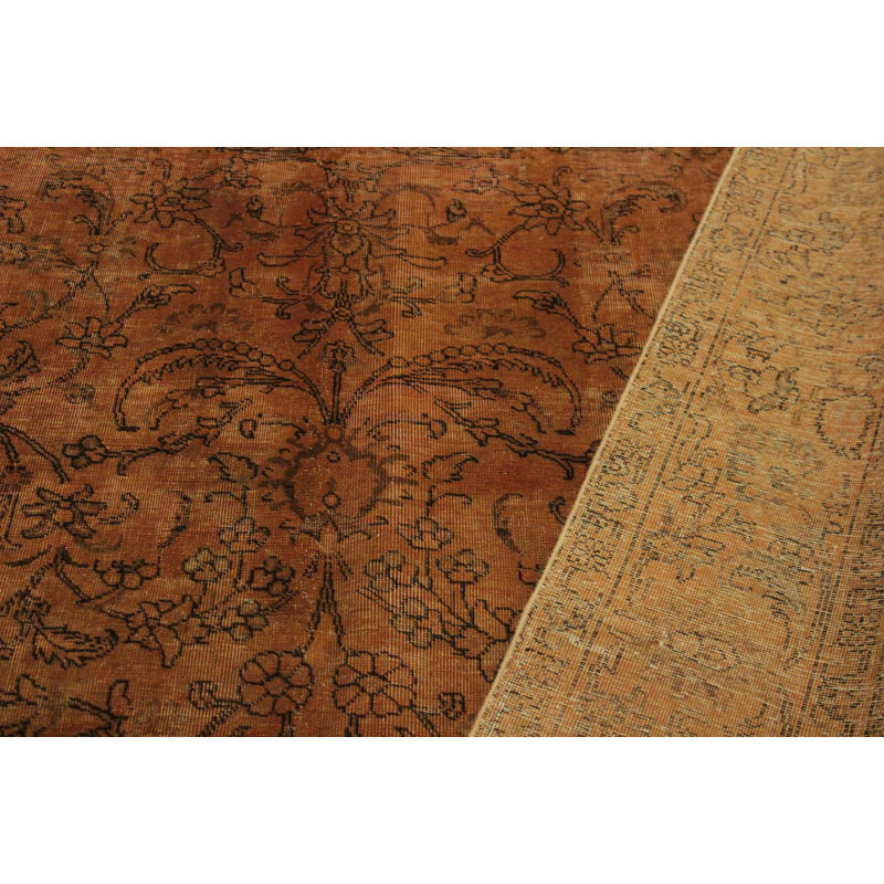 Tapis oriental orange en laine noué à la main 8 pi x 11 pi 2 po Exum
