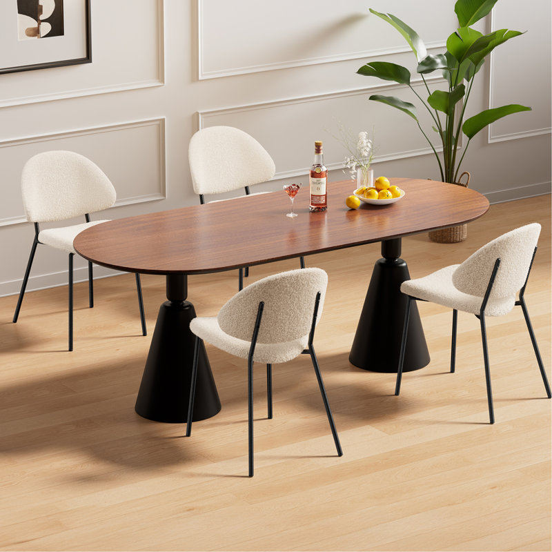 Ensemble de 4 chaises de salle à manger rembourrées en tissu Boucle de style Mid-Century avec dossier incurvé pour la cuisine