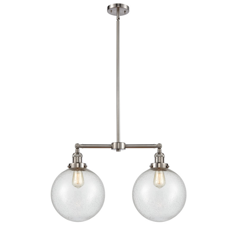 Lustre unique à 2 lumières Clermont, Ampoule non incluse, Nickel satiné brossé