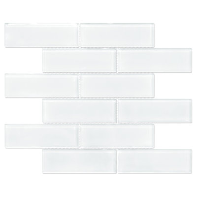 11.8" x 11.8" Glossy Subway Glass Wall Mosaic Tile