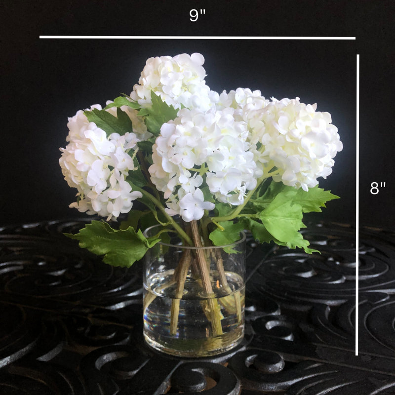 White hydrangeas arrangement in vase
