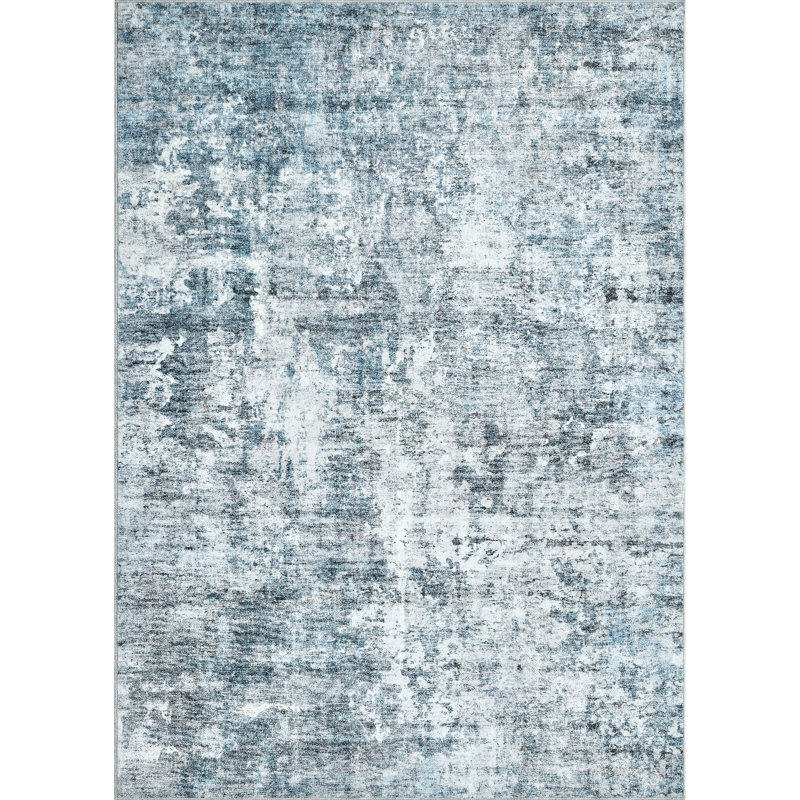 Modern Abstract Non Slip Washable Area Rug (Blue), Rectangle 2' x 3'