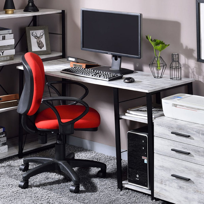 Bureau d'écriture rectangulaire avec tablette à 2 niveaux, Gris