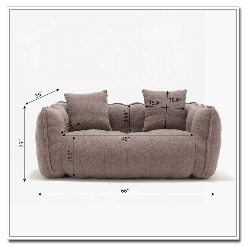 Chenille Fabric Bean Bag Sofa, Brown