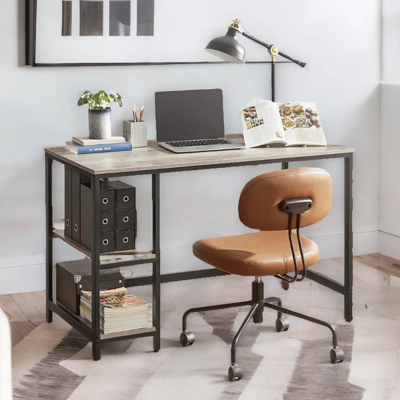 120Cm W Rectangular Computer Desk With 2 Shelves