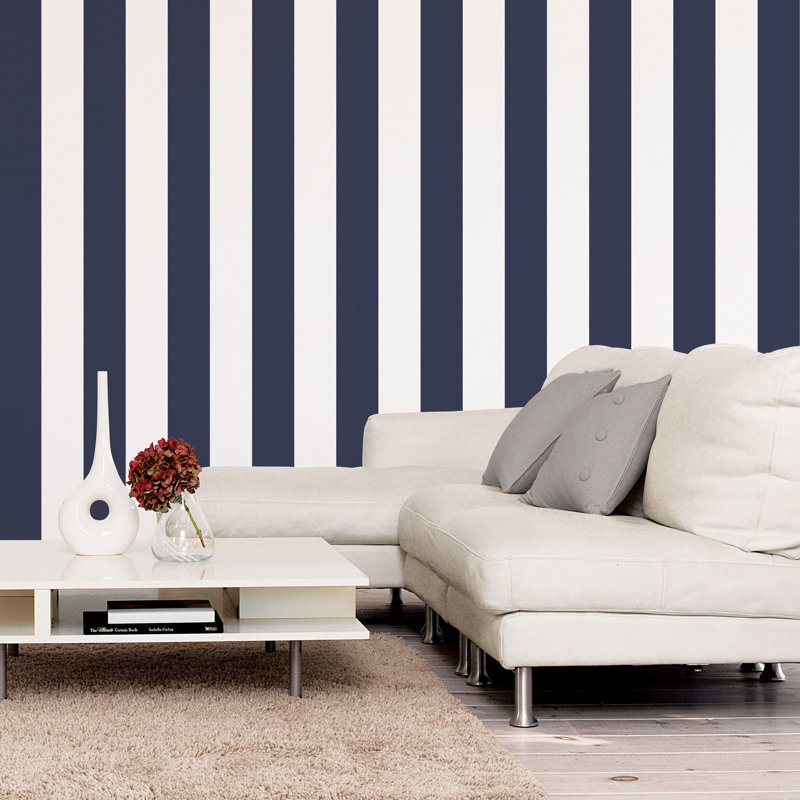 Doe 10m x 52.8cm Matte Wallpaper Roll, Navy/White