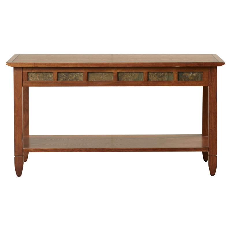 Rustic Solid Wood Slate Coffee Table, Rustic Oak