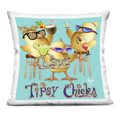 Coussin décoratif à imprimé Groovy Tipy Chicks par Jim Baldwin