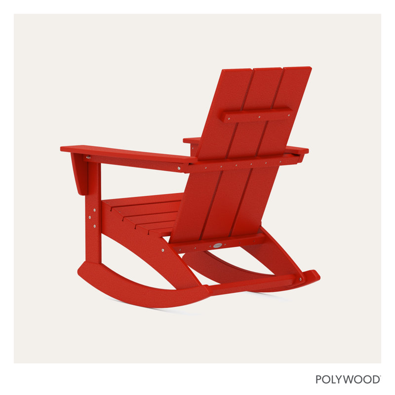 POLYWOOD Modern Adirondack Rocking Chair, Sunset Red