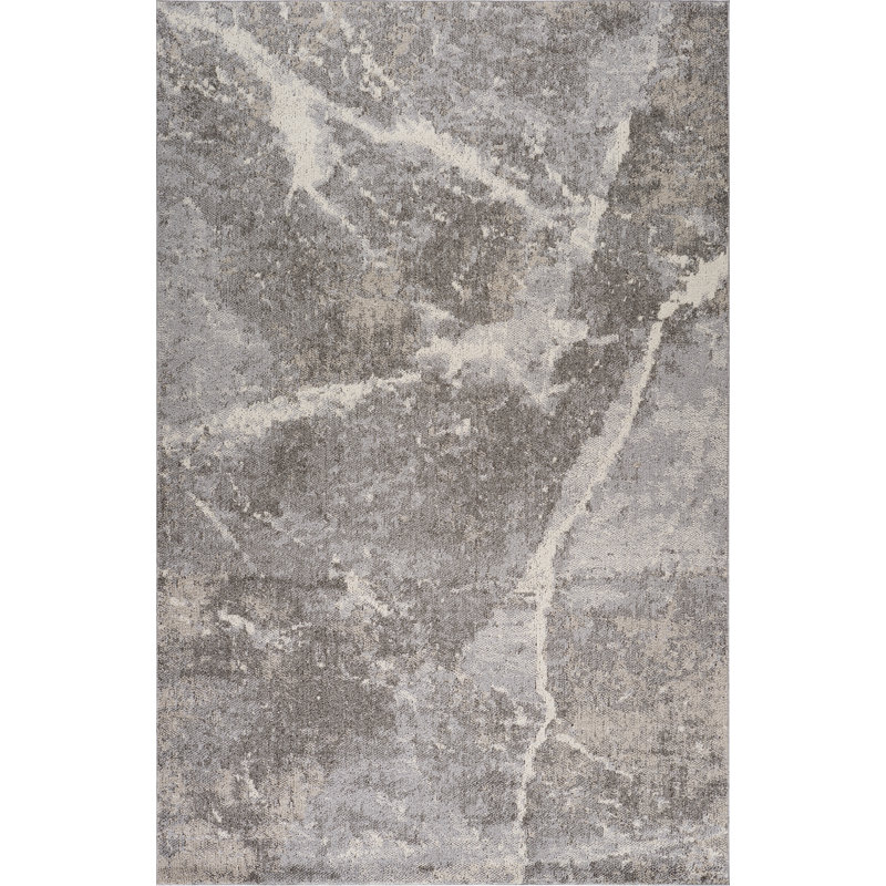 Tapis intérieur en marbre gris / beige 8 pi x 11 pi (7 pi 10 po x 10 pi 10 po) Marwa, Rectangle 7 pi 10 po x 10 pi 10 po