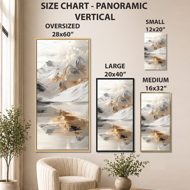 «White Gold Armiead I - Lake», reproduction d'art encadrée sur toile, H 60 po x l 28 po, Cadre flottant noir