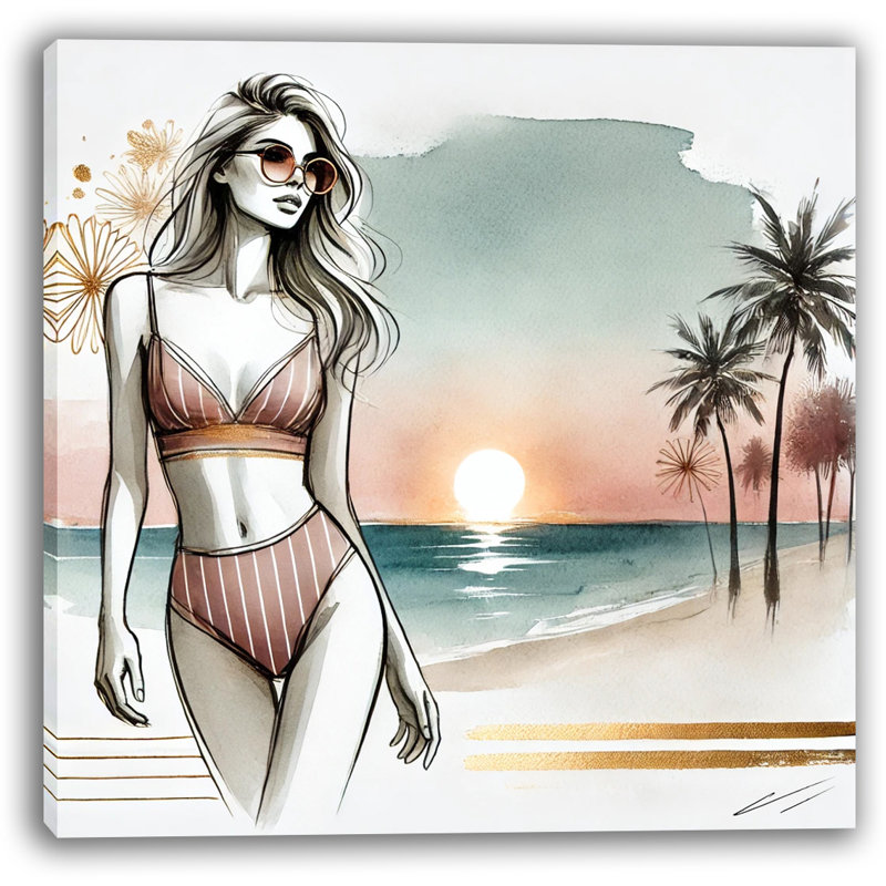 «Sunset Stroll Coastal», reproduction d'art sur toile, H 40 po x l 40 po x P 1,5 po