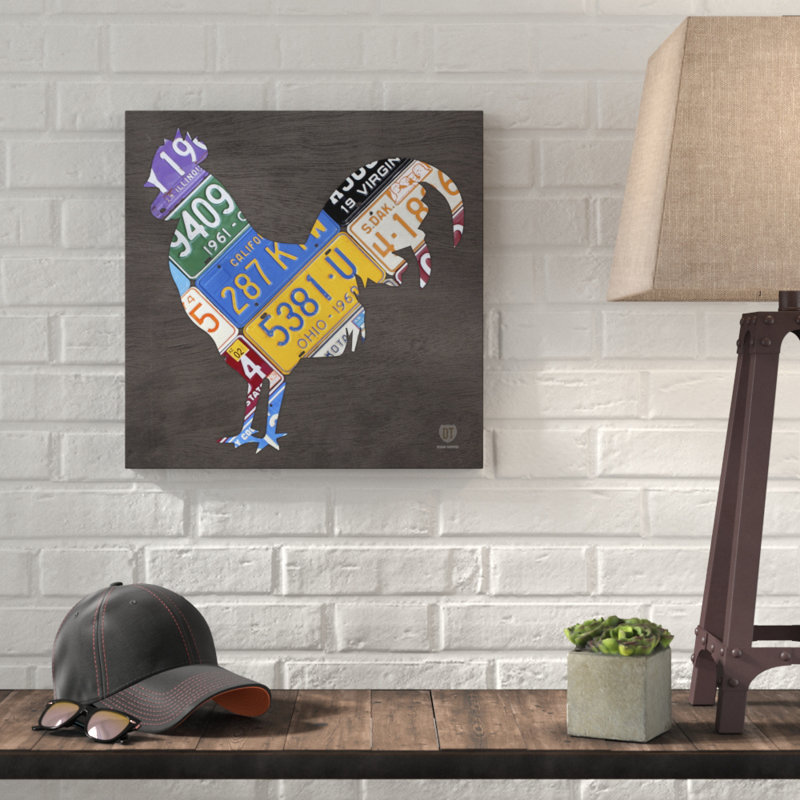 « coq », impression sur toile tendue, H 24 po x l 24 po x P 2 po