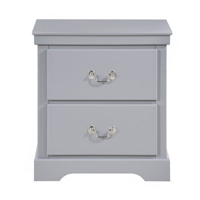 1Pc Classic Traditional 2 Drawers Nightstand Bedroom Furniture Wooden Bedside Table Cabinet