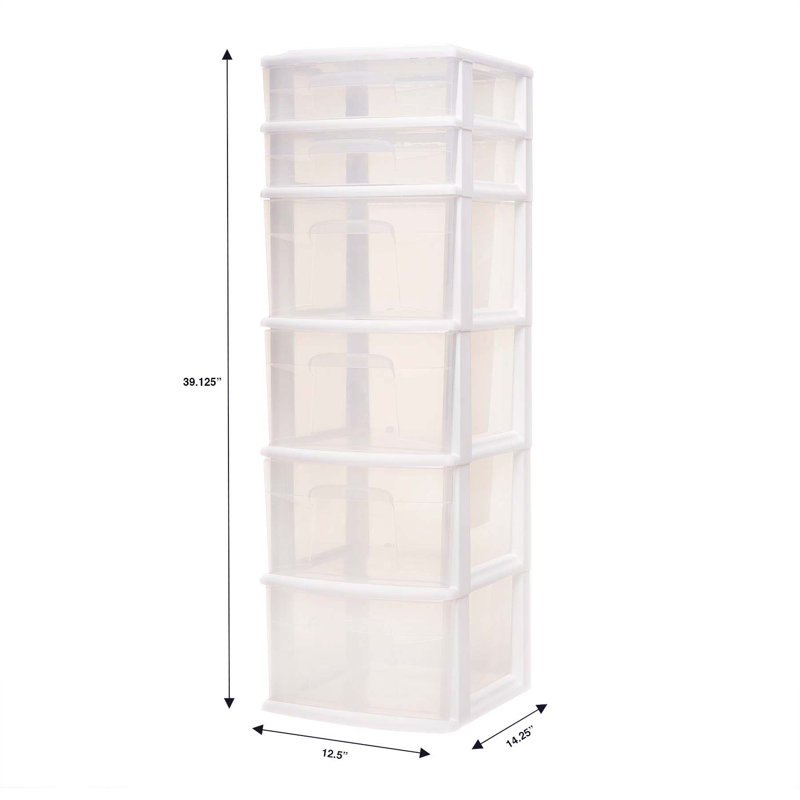 Homz 6-Drawer Plastic Bedroom & Closet Organizer Storage, White
