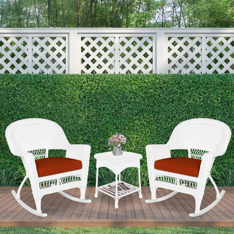 Starner 2 - Person Patio Conversation Set with Cushions, White, Red Orange