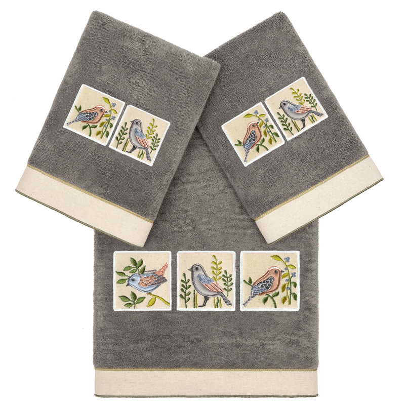 3 Piece Turkish Cotton Towel Set, Charcoal