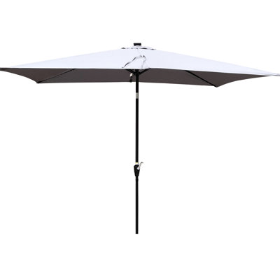 Parasol rectangulaire 10X6.5Ft avec lumières solaires. Auvent protégé, eau, manivelle simple et système d'inclinaison
