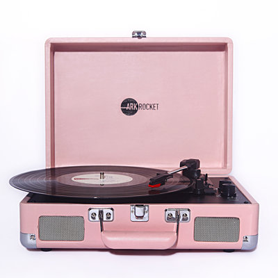 Arkrocket Curiosity Bluetooth Turntable Retro Suitcase 3-Speed Record Player with Built-in Speakers