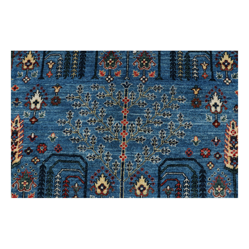 Aryana Wool Southwestern Area Rug in Blue/Rust