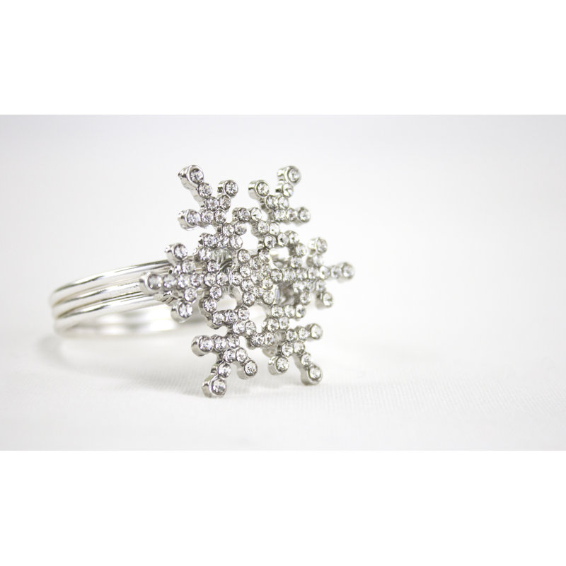 Ensemble de 4 rondelles de serviette en cristal et strass en métal argenté