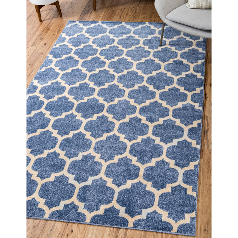 Tapis bleu clair Ruri, Rectangle 7 pi 1 po x 10 pi