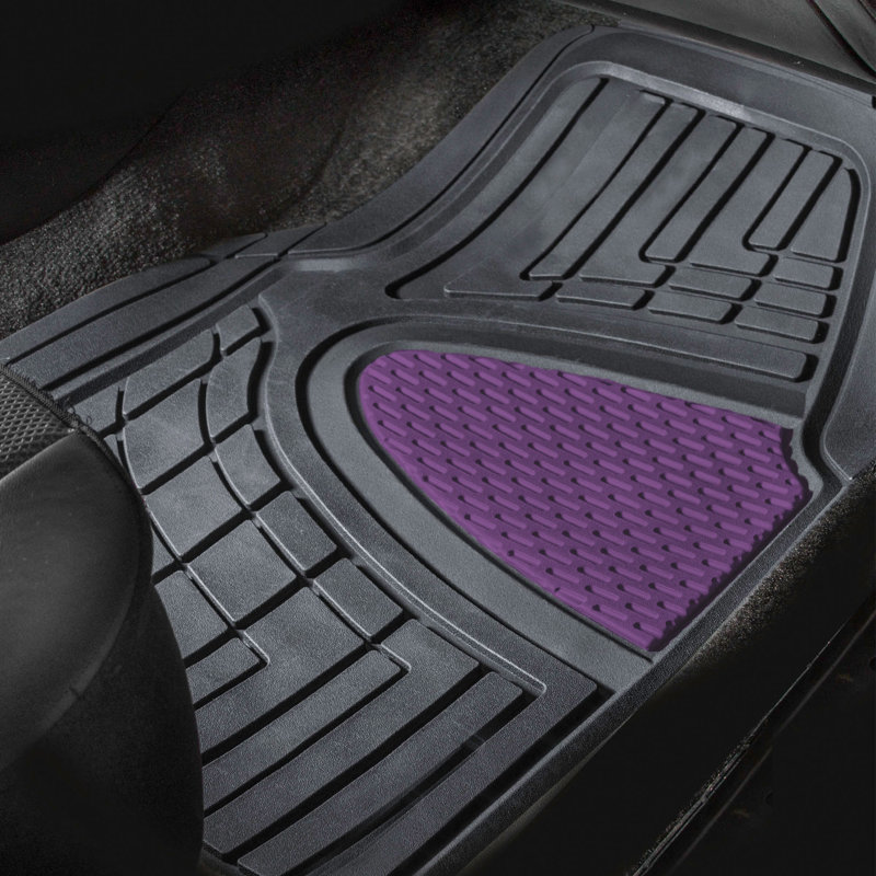 Premium Tall Channel Trimmable Non-Slip Rubber Floor Mats Full Set, Purple