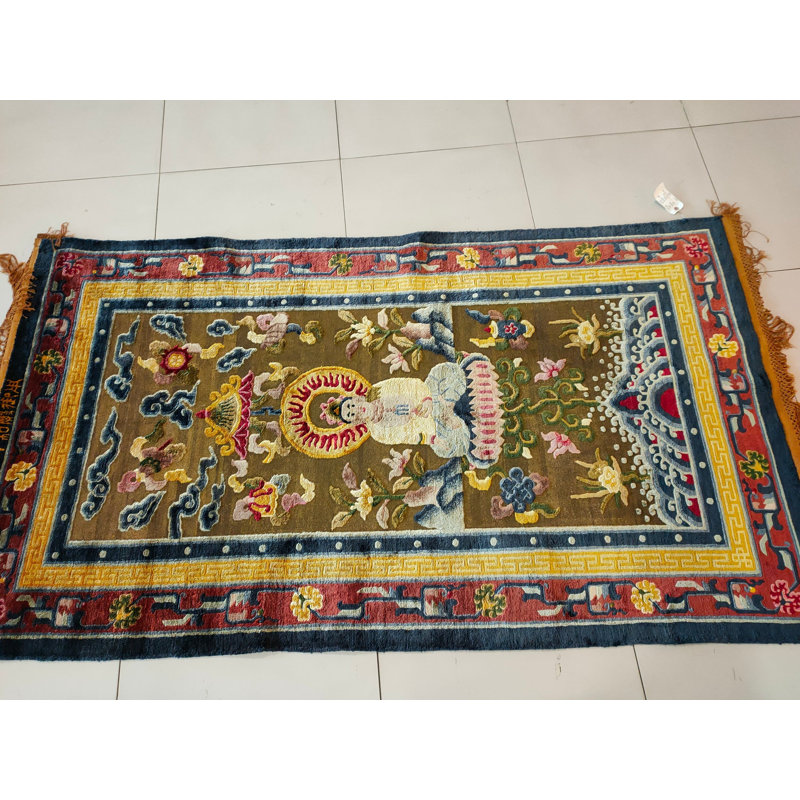 Hand Knotted Silk Area Rug in Brown