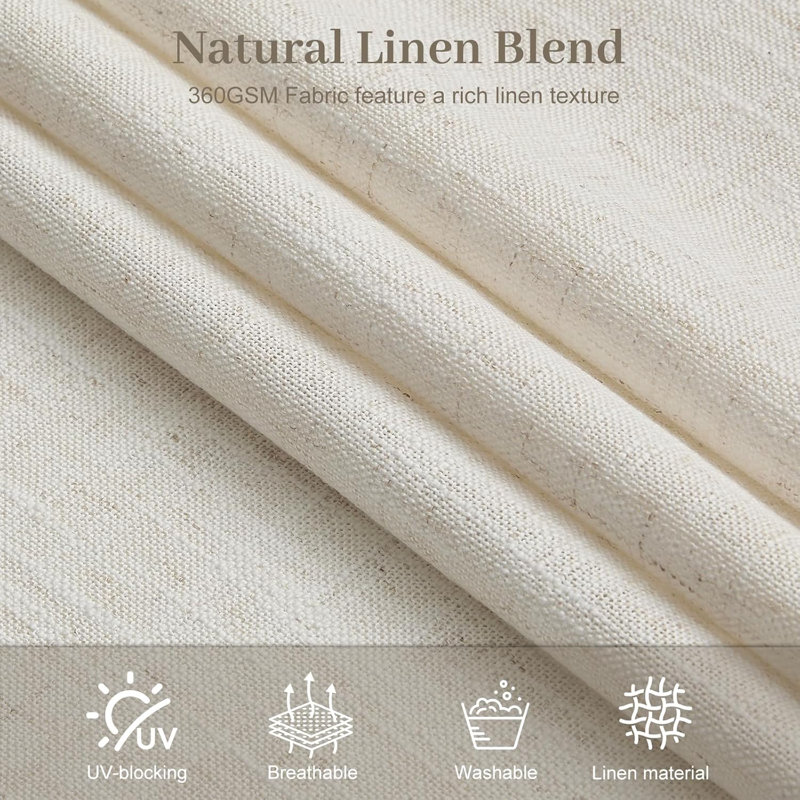 YZ Home Pinch Pleated Linen Curtains 2 Panels Set, Light Filtering Linen Blend Sheer Drapes Memory Trained Pleated Curtain Back Tab with Hooks Rings for Living Room Bedroom