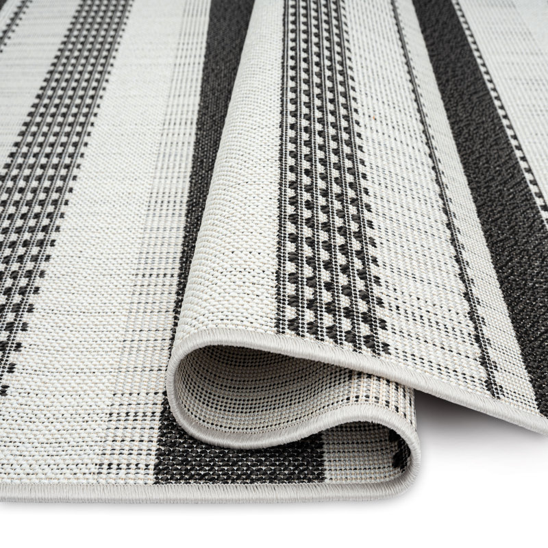 Howle Tripoli Mateo Modern Striped Indoor/Outdoor Area Rug, Charcoal/Cream, Rectangle 7'10" x 10'2"