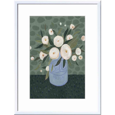 «Mason Jar Bouquet III» par Emma Scarvey - reproduction d'art encadrée