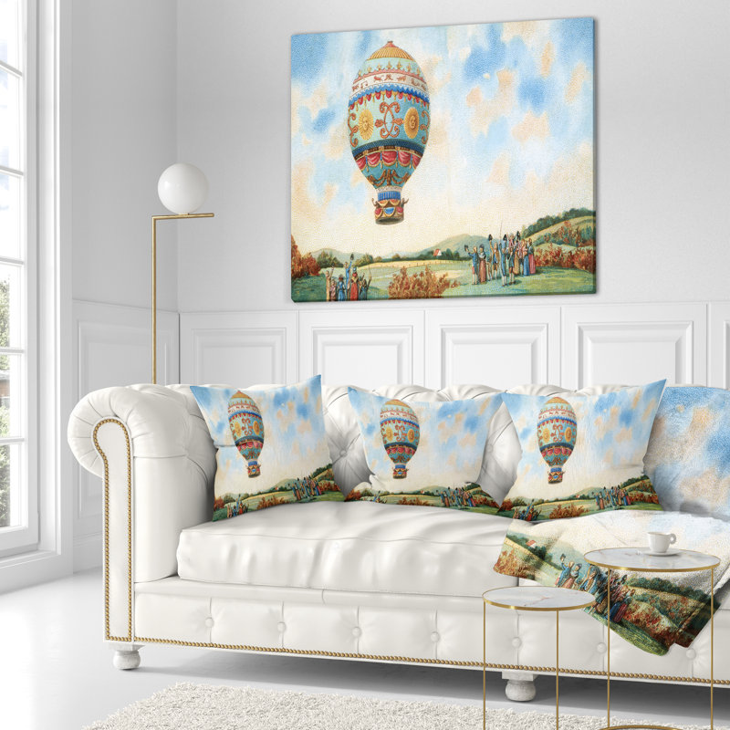 Montgolfière - coussin à imprimé paysage, 16 po x 1 po, Coussin décoratif