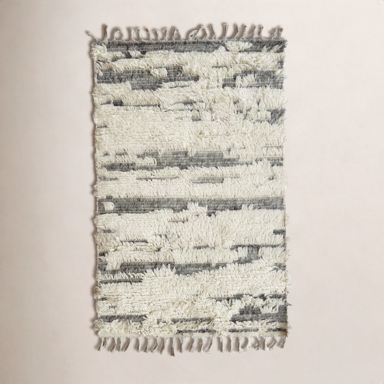 Elian Ivory Hand-Knotted Geometric Rug, Rectangle 5' x 8'