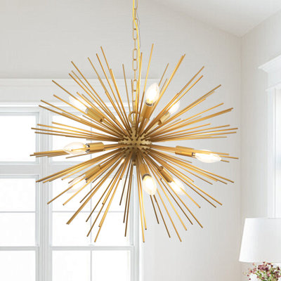 9-Light Gold Sputnik Pendant Chandelier
