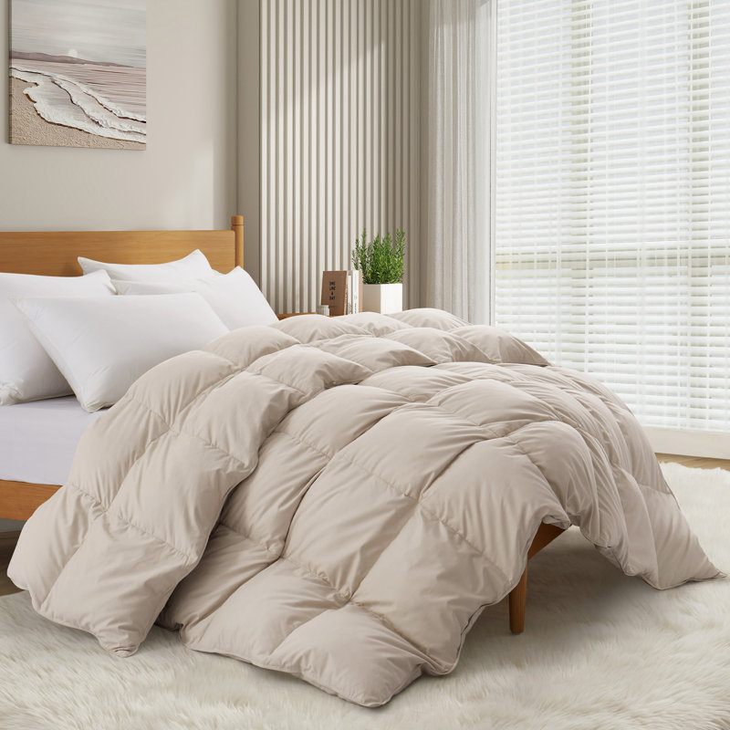 Édredon épais en duvet d'oie blanche, Simple, Kaki