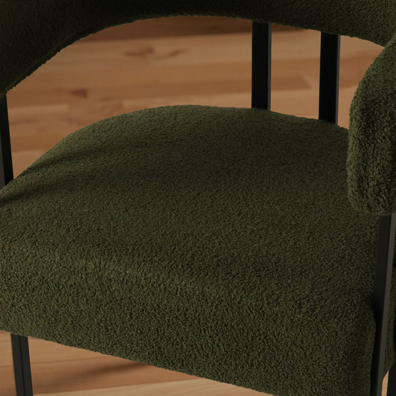 Haskett Upholstered Dining Armchair with metal legs, Green