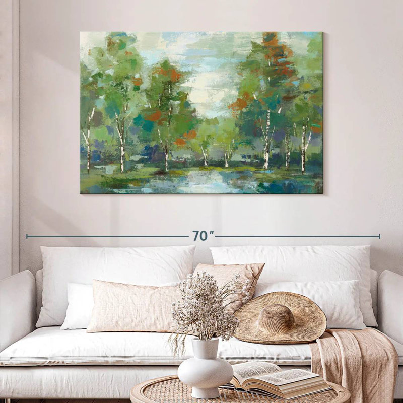 Avery, forêt, aube, turquoise, H 32 po x l 48 po