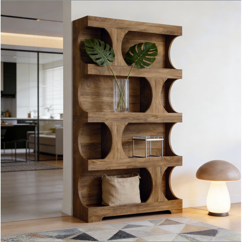 Étagères pratiques, bibliothèque, bibliothèque de rangement en forme de S, Brown
