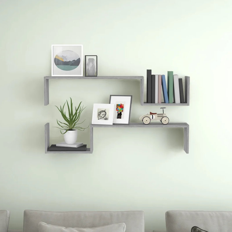 Luvia 2 Piece Floating Shelf, Grey