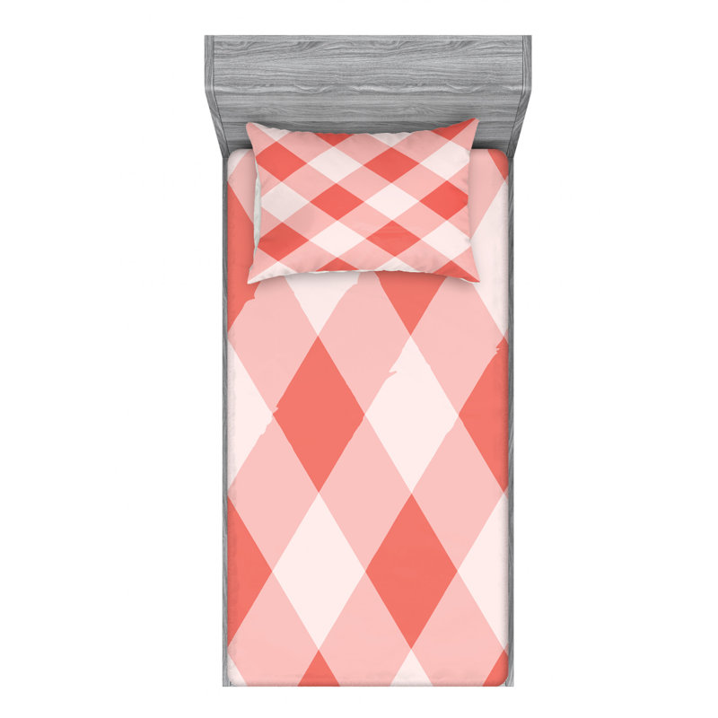 Microfiber Gingham Sheet Set, Twin XL Sheet Set with Fitted Sheet
