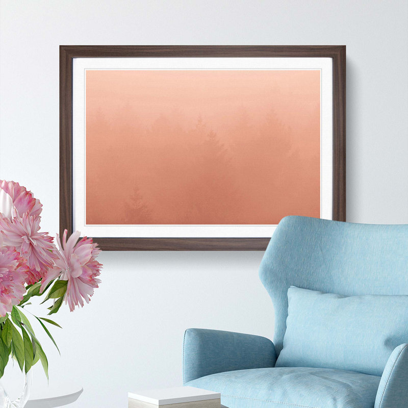 Forest in a Pink Mist - Picture Frame Photograph Print, Walnut Framed, 27cm H x 36cm W x 2cm D