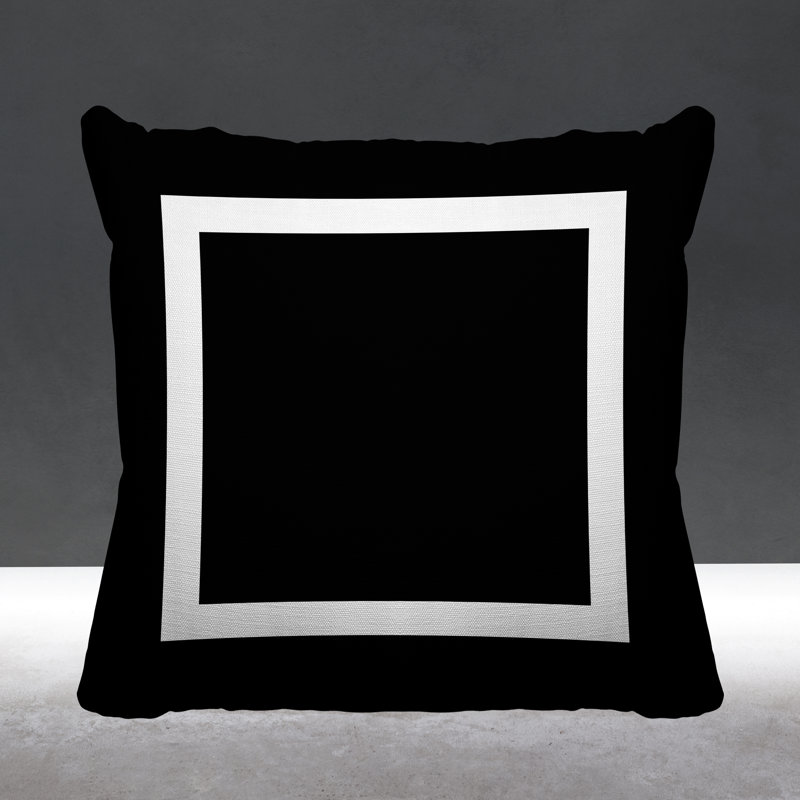 Luella Geometric Outdoor Reversible Throw Pillow, 15W" x 15H", Black