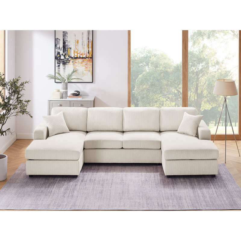 Canapé modulaire 3 pièces Althouse, 100 % polyester blanc
