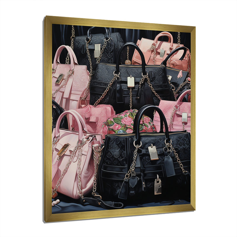 Impression sur toile Melanda All I Need Is My Designer Sacs III, Encadrement doré, H 32 po x l 16 po x P 1 po