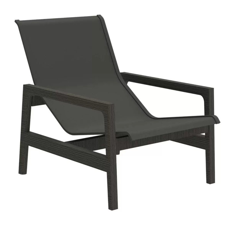 Petit fauteuil Seashore en bois gris avec toile blanche, Gris ardoise