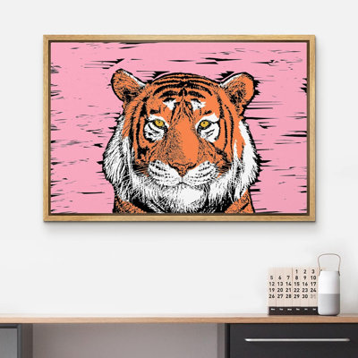 Bright Preppy Animals " Tiger On Pink Pop Animals "