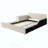 Velvet Upholstered Grounded Platform Bed, Mother & Child Bed with Bedside Desk, Storage Shelf and Round Stool for Kids Bedroom-2021531393-2021531394