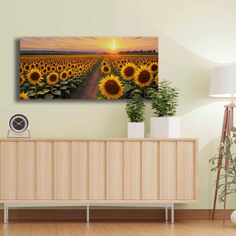 «Sunflower Field At Sunset», art mural sur toile