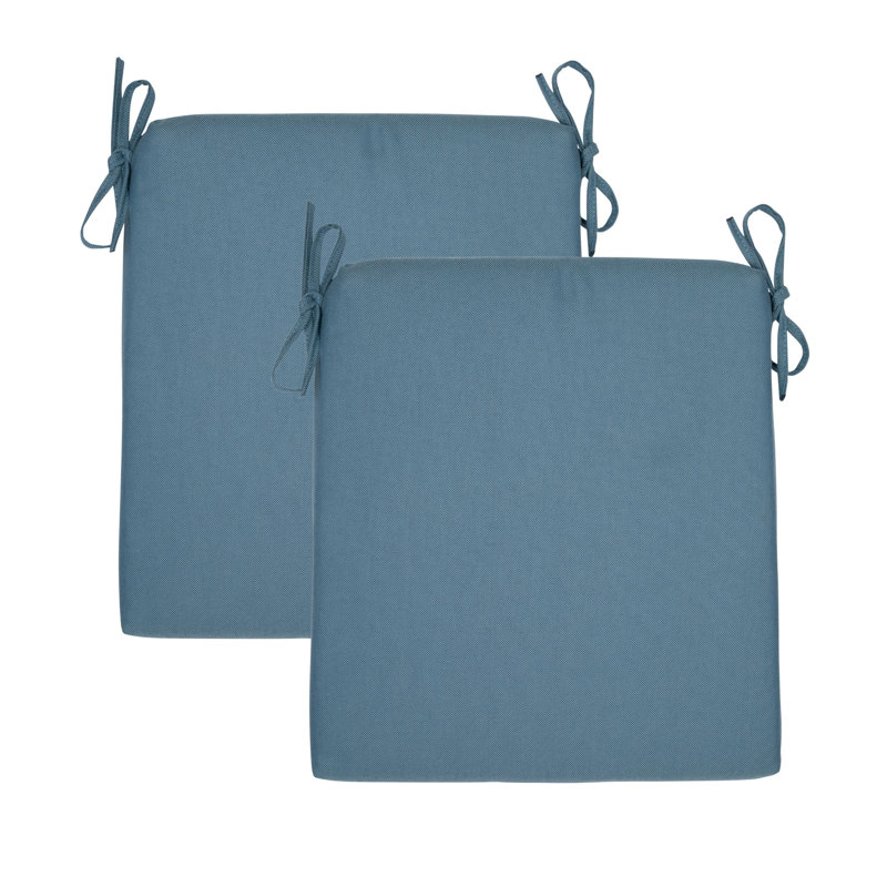 Emjay Weather-Resistant Foam Core Outdoor Rocking Chair Seat Cushions Removable Cover with Ties (Set Of 2), Stormy Teal